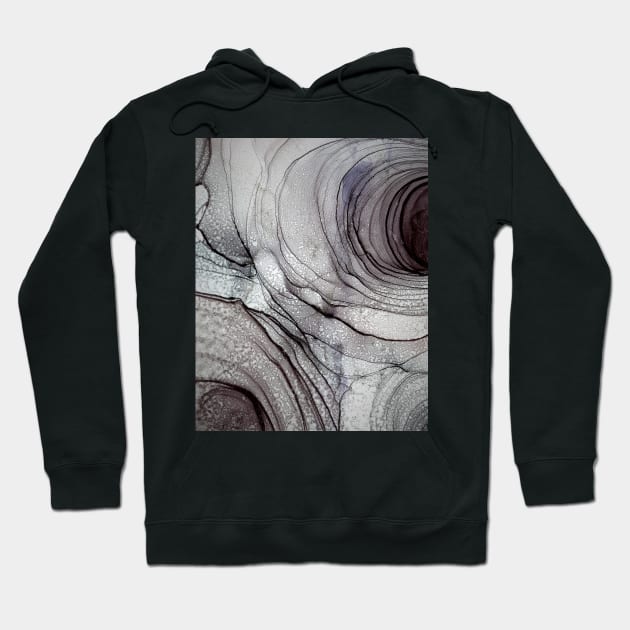 Black and Gray Abstract Rose Hoodie by MyAbstractInk